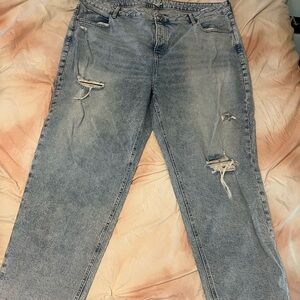 Old Navy Blue Boyfriend Jeans Distressed Relaxed Fit